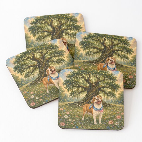 Item preview, Sunlit Pit Bull Smile under the Magical Oak Tree designed and sold by RescueHeart10.