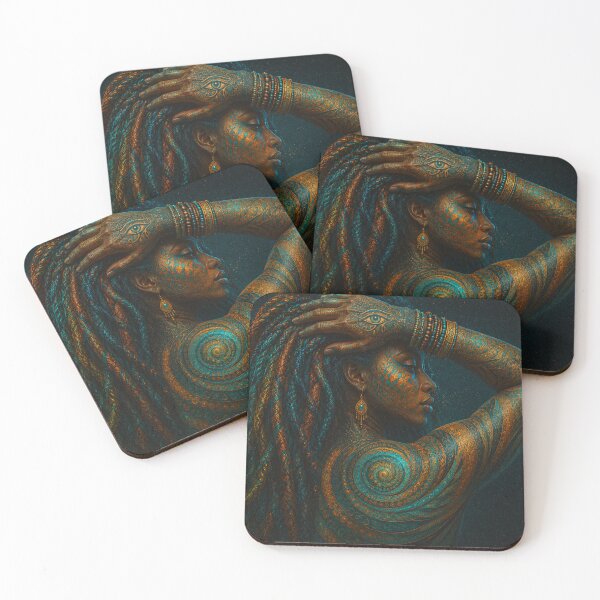 Item preview, Daughter of Horus Fractal Painting in Egyptian Turquoise designed and sold by San Jaya Prime.