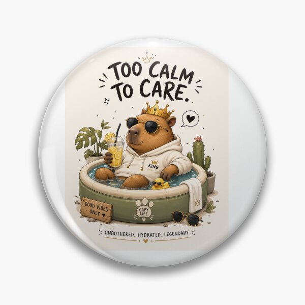 Item preview, Too Calm to Care Funny King Capybara Sticker designed and sold by BLOOMVELLE.