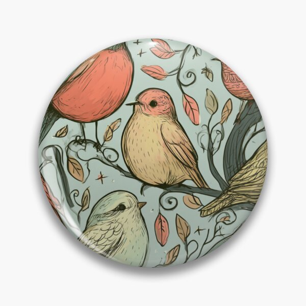 Item preview, Whimsical Little Birds on Spring Branches Cottagecore Pattern designed and sold by VectorForge.
