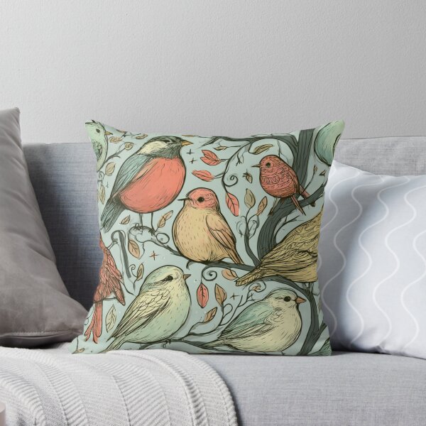Item preview, Whimsical Little Birds on Spring Branches Cottagecore Pattern designed and sold by VectorForge.