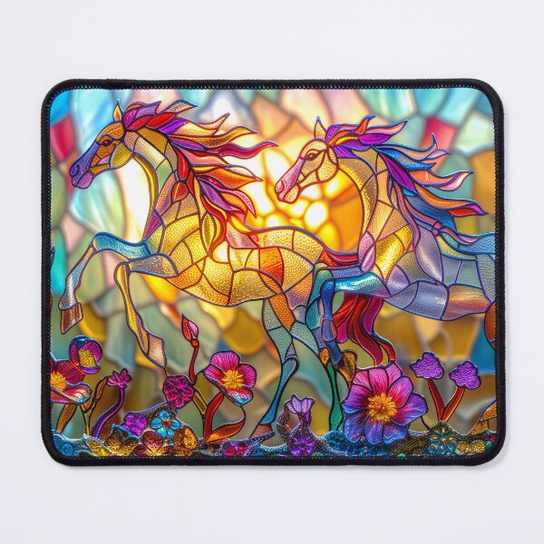 Item preview, Galloping Horses at  Sunset Art – Galloping Horse Stained Glass  Artwork designed and sold by MargaretWiktor.