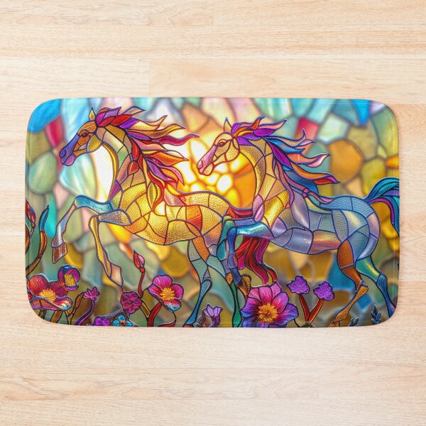 Item preview, Galloping Horses at  Sunset Art – Galloping Horse Stained Glass  Artwork designed and sold by MargaretWiktor.