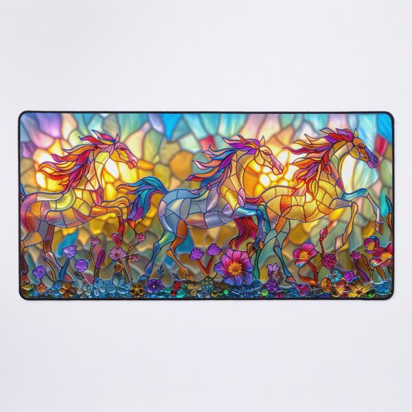 Item preview, Galloping Horses at Sunset Art – Galloping Horse Stained Glass Artwork designed and sold by MargaretWiktor.