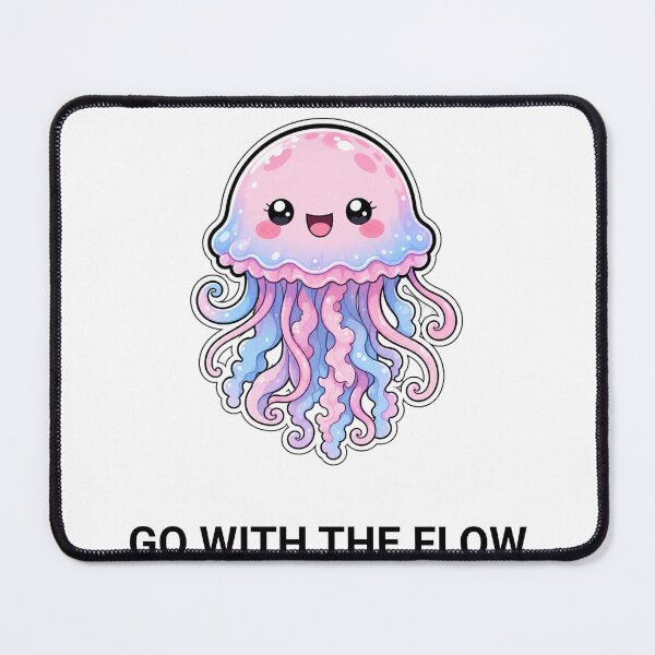 Item preview, Go With The Flow Cute Kawaii Jellyfish with Saying designed and sold by BoosterShop.