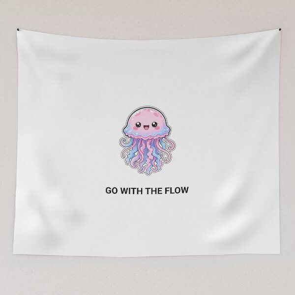 Item preview, Go With The Flow Cute Kawaii Jellyfish with Saying designed and sold by BoosterShop.