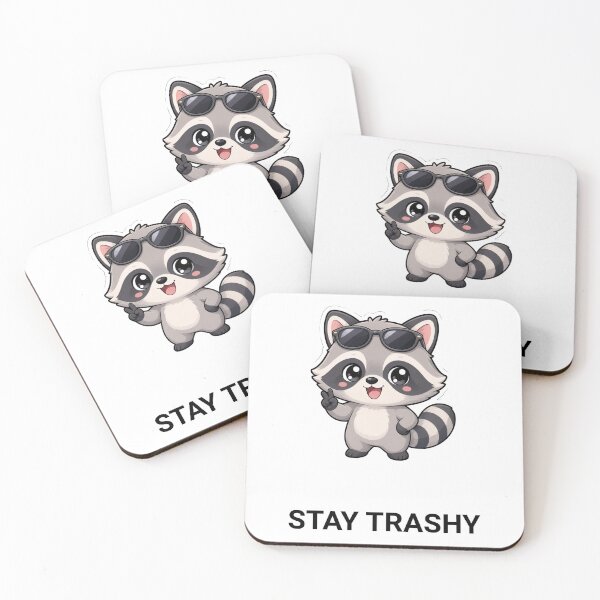 Artikelvorschau, Stay Trashy Süßer Kawaii Waschbär mit Sonnenbrille entworfen und verkauft von BoosterShop.