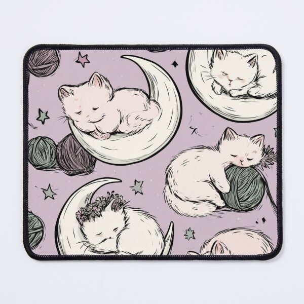 Item preview, Cozy Sleeping Cats on Crescent Moons Cute Pastel Pattern designed and sold by VectorForge.