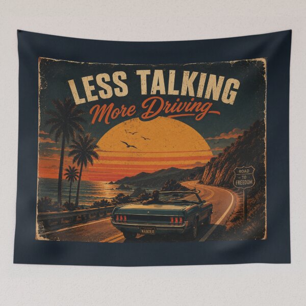 Item preview, Less Talking More Driving - Vintage Retro Sunset Road Trip Car Design designed and sold by BLUESKY11a.