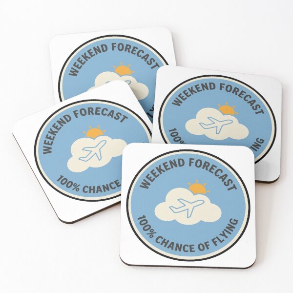 Item preview, Weekend Forecast 100% Chance of Flying Aviation Weather Badge Funny Pilot Gift designed and sold by EMaviation_.