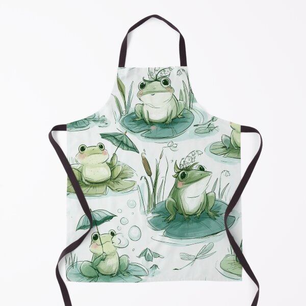 Item preview, Cute Fantasy Frogs on Lily Pads Frogcore Cottagecore Pattern designed and sold by VectorForge.