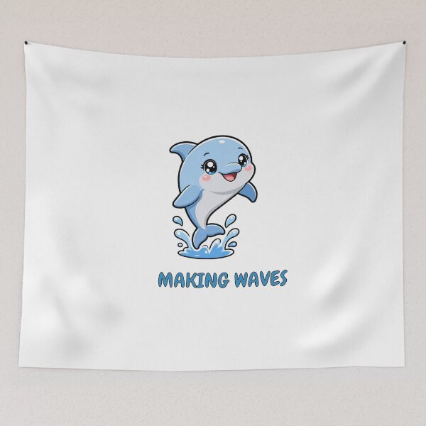 Item preview, Making Waves Cute Kawaii Dolphin Summer designed and sold by BoosterShop.