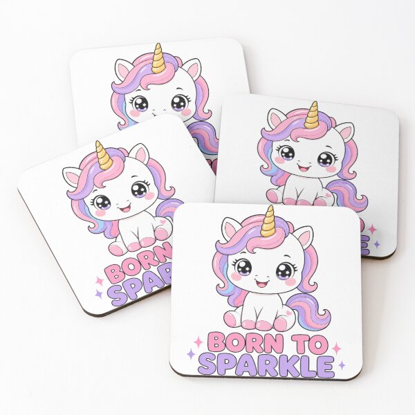 Item preview, Born To Sparkle Cute Kawaii Unicorn with Saying designed and sold by BoosterShop.