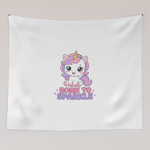 Item preview, Born To Sparkle Cute Kawaii Unicorn with Saying designed and sold by BoosterShop.