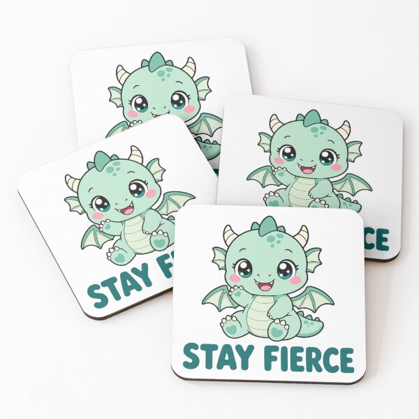 Item preview, Stay Fierce Cute Kawaii Dragon with Saying designed and sold by BoosterShop.