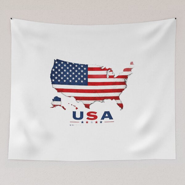 Item preview, USA Map with National Flag Design designed and sold by ali prints.