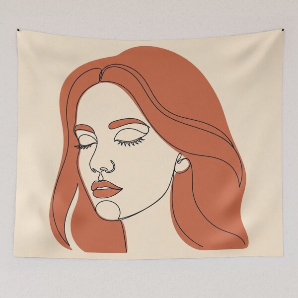 Item preview, Serene Auburn Muse | Minimalist Woman Line Art designed and sold by TheDenimArt.