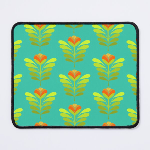 Item preview, Modern orange flowers on teal designed and sold by MarySchwindt.