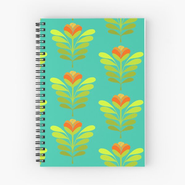 Item preview, Modern orange flowers on teal designed and sold by MarySchwindt.