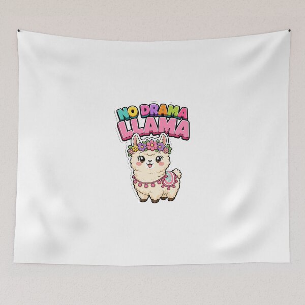 Item preview, No Drama Llama Cute Kawaii Llama with Flower Crown designed and sold by BoosterShop.