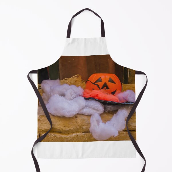 Item preview, Halloween Jack-O-Lantern Candy Bucket With Cotton Cobweb Decoration On Stone Ledge designed and sold by Nmallia.