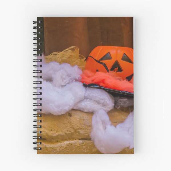 Item preview, Halloween Jack-O-Lantern Candy Bucket With Cotton Cobweb Decoration On Stone Ledge designed and sold by Nmallia.