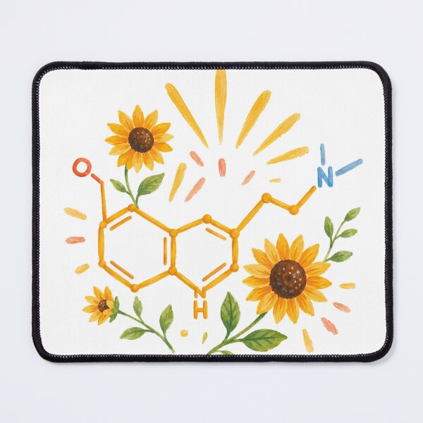 Item preview, Serotonin Molecule with Sunflowers Happy Chemical designed and sold by eignvalue.
