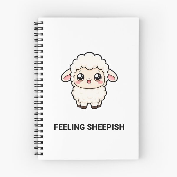 Item preview, Feeling Sheepish Cute Kawaii Sheep Lamb with Saying designed and sold by BoosterShop.