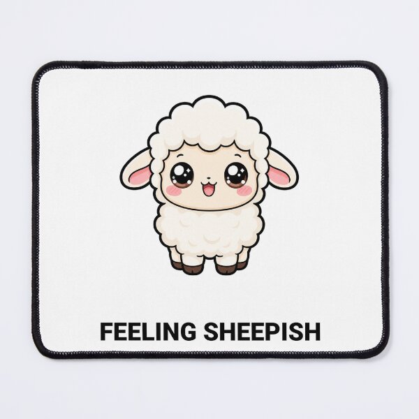 Item preview, Feeling Sheepish Cute Kawaii Sheep Lamb with Saying designed and sold by BoosterShop.