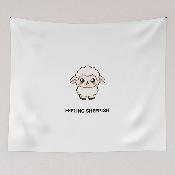 Item preview, Feeling Sheepish Cute Kawaii Sheep Lamb with Saying designed and sold by BoosterShop.
