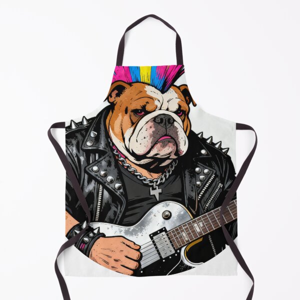 Item preview, Rocker Bulldog with Colorful Punk Crest designed and sold by Glitchy Paws.