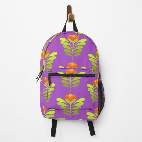 Item preview, Modern orange flowers on purple designed and sold by MarySchwindt.