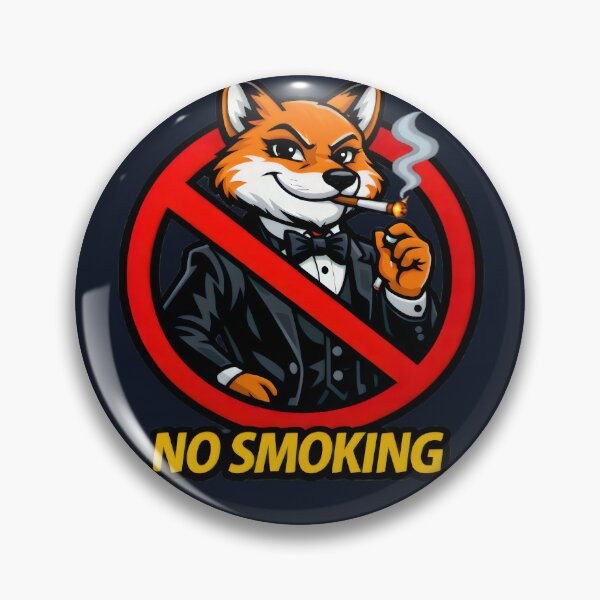 Item preview, No Smoking Fox Sticker – Funny Tuxedo Fox Cartoon Vector, Dapper Fox Gentleman Sign, Cool Smoking Forbidden Garage Wall Art designed and sold by SmartPuns.