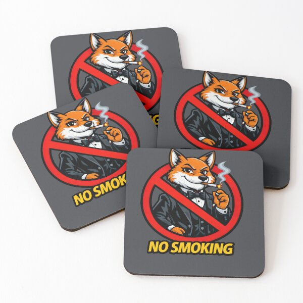 Item preview, No Smoking Fox Sticker – Funny Tuxedo Fox Cartoon Vector, Dapper Fox Gentleman Sign, Cool Smoking Forbidden Garage Wall Art designed and sold by SmartPuns.