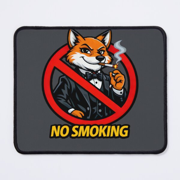 Item preview, No Smoking Fox Sticker – Funny Tuxedo Fox Cartoon Vector, Dapper Fox Gentleman Sign, Cool Smoking Forbidden Garage Wall Art designed and sold by SmartPuns.