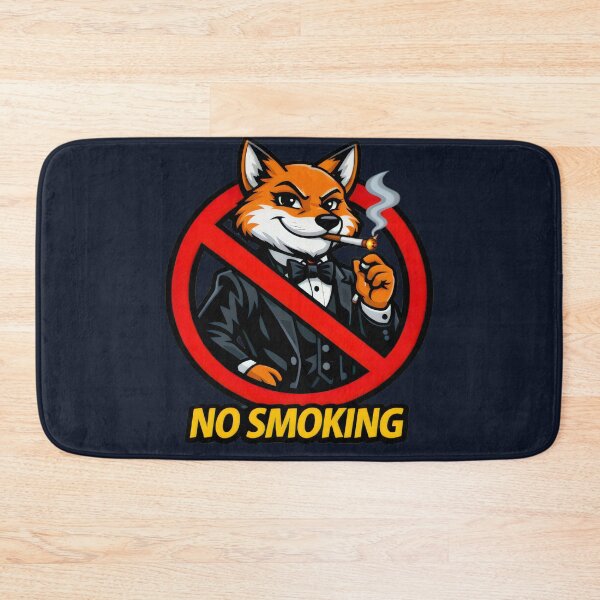 Item preview, No Smoking Fox Sticker – Funny Tuxedo Fox Cartoon Vector, Dapper Fox Gentleman Sign, Cool Smoking Forbidden Garage Wall Art designed and sold by SmartPuns.