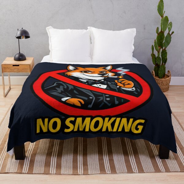 Item preview, No Smoking Fox Sticker – Funny Tuxedo Fox Cartoon Vector, Dapper Fox Gentleman Sign, Cool Smoking Forbidden Garage Wall Art designed and sold by SmartPuns.