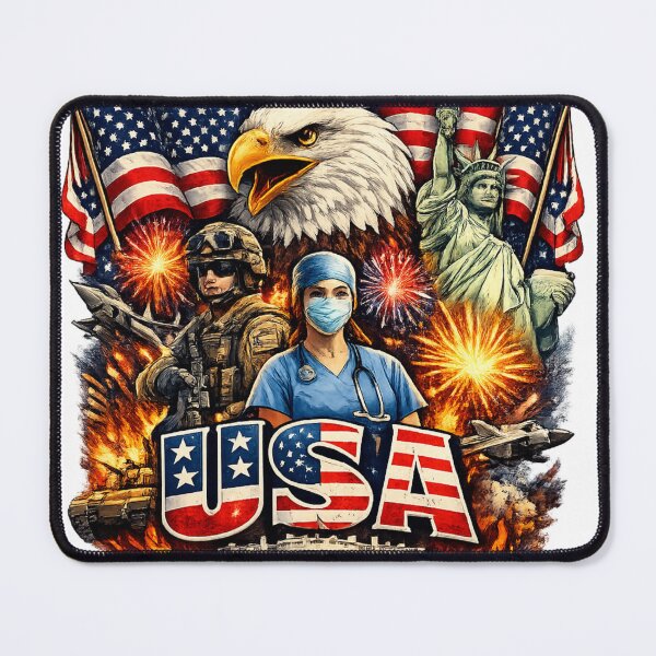 Item preview, Just Here To Save The USA Patriotic Bald Eagle American Pride Vintage Graphic T-Shirt designed and sold by DokDoktora.
