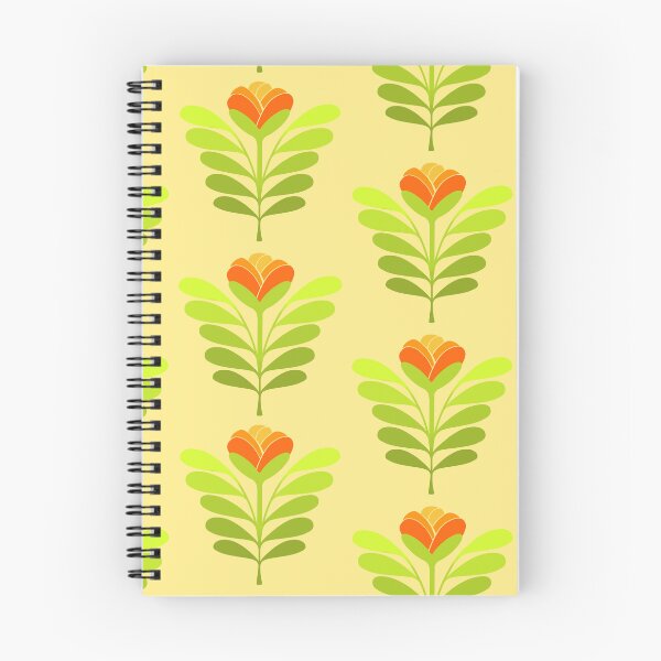 Item preview, Modern orange flowers on pale yellow designed and sold by MarySchwindt.