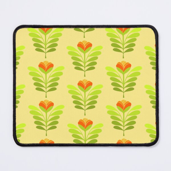 Item preview, Modern orange flowers on pale yellow designed and sold by MarySchwindt.