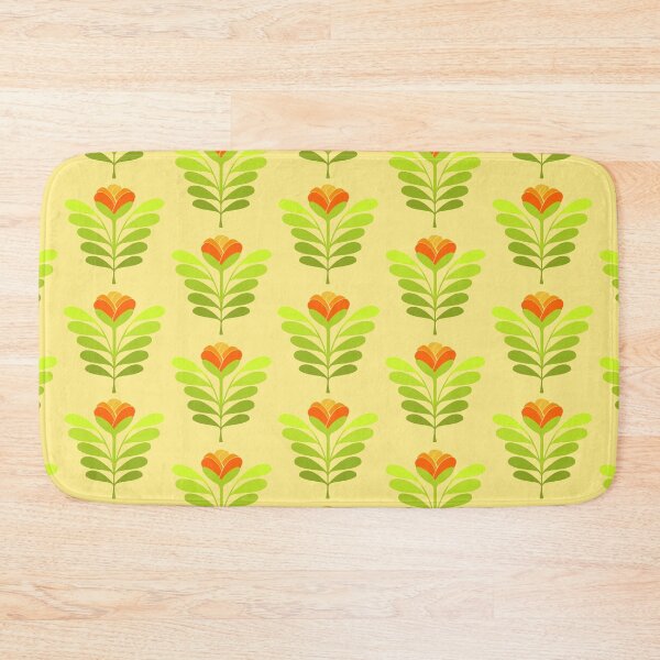 Item preview, Modern orange flowers on pale yellow designed and sold by MarySchwindt.