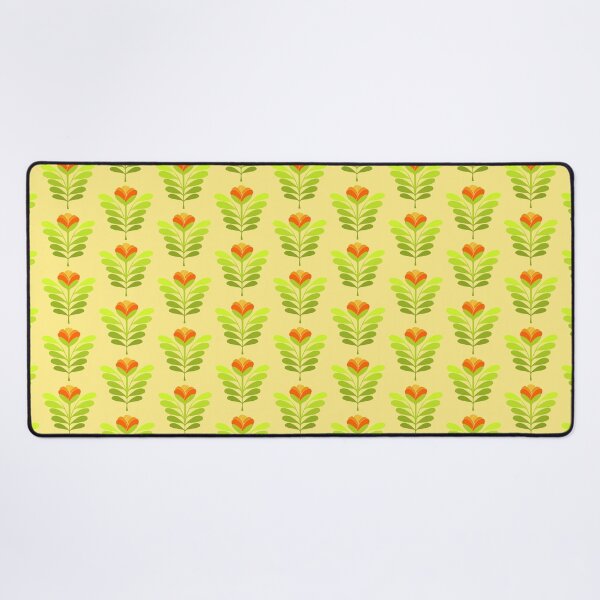 Item preview, Modern orange flowers on pale yellow designed and sold by MarySchwindt.