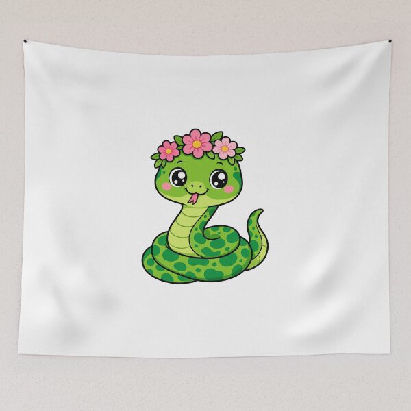 Item preview, Hiss-terically Cute Sweet Kawaii Snake with Flower Crown designed and sold by BoosterShop.