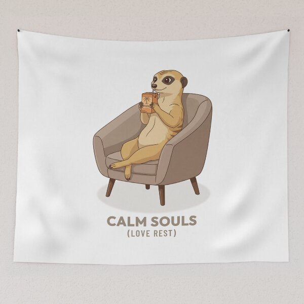 Item preview, Meerkat Drinking Juice Cozy Animal Illustration Vintage Aesthetic designed and sold by COZY VINTAGE animal.