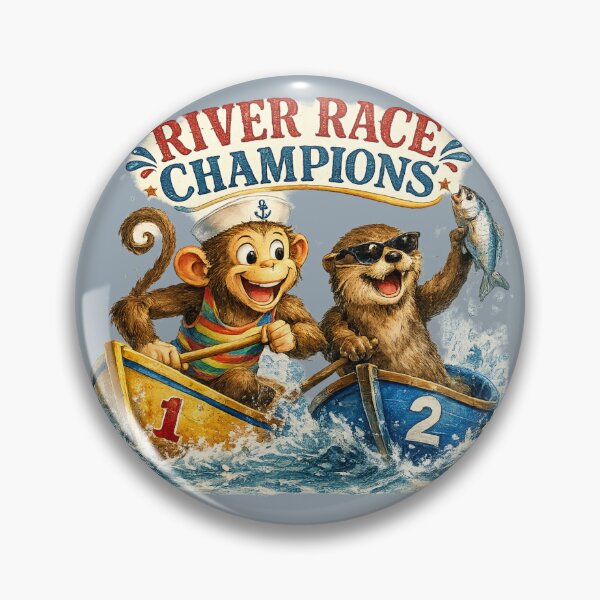 Item preview, River Race Champions | Funny Monkey & Cool Otter Boat Racing Vintage Watercolor Animal T-Shirt designed and sold by HOUSE OF TIST.