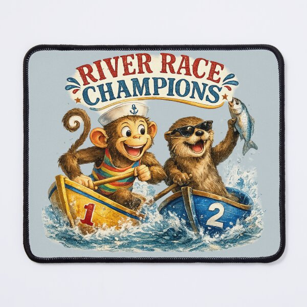 Item preview, River Race Champions | Funny Monkey & Cool Otter Boat Racing Vintage Watercolor Animal T-Shirt designed and sold by HOUSE OF TIST.