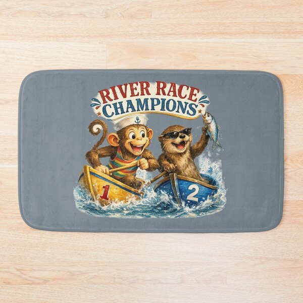 Item preview, River Race Champions | Funny Monkey & Cool Otter Boat Racing Vintage Watercolor Animal T-Shirt designed and sold by HOUSE OF TIST.
