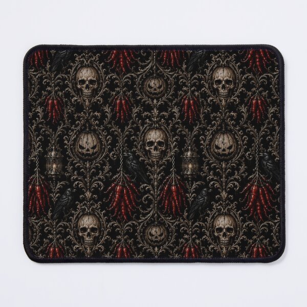 Item preview, Gothic Red Chili Skull Damask Pattern designed and sold by cabuks.