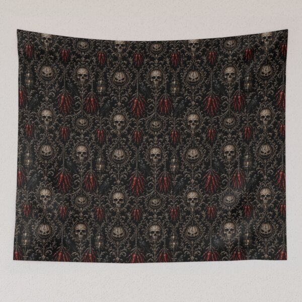 Item preview, Gothic Red Chili Skull Damask Pattern designed and sold by cabuks.
