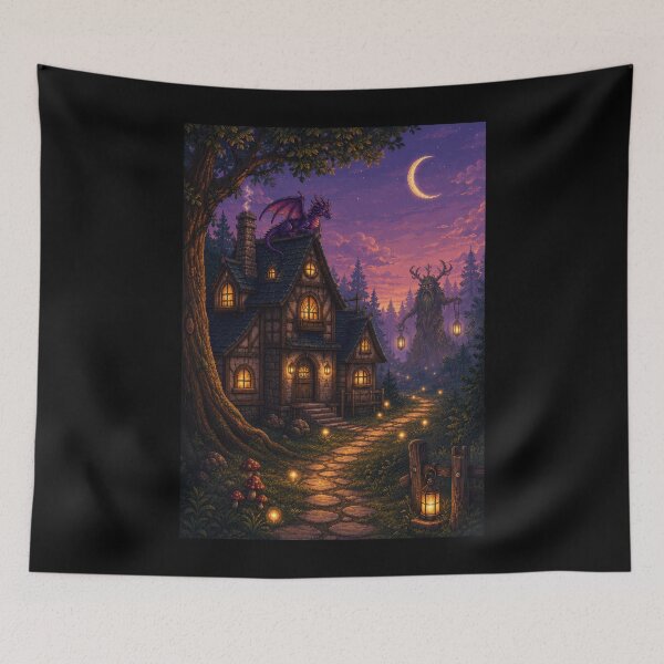 Item preview, Moonlit Dragon Cottage and the Lantern Ent  designed and sold by Sketchlegacy.